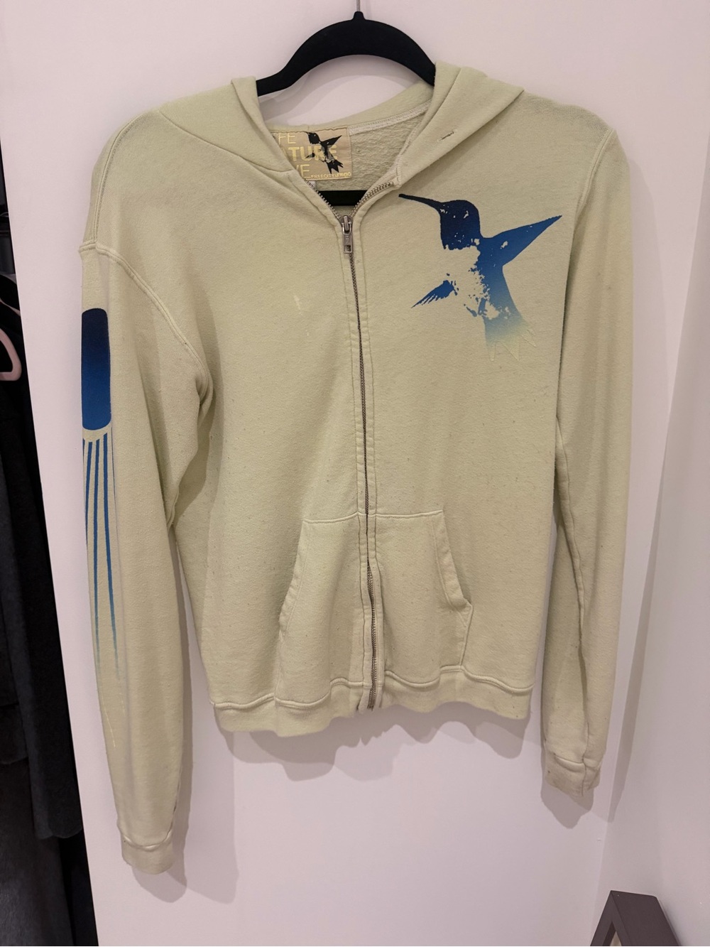 freecity Sage Zip Hoodie with Black Hummingbird Print